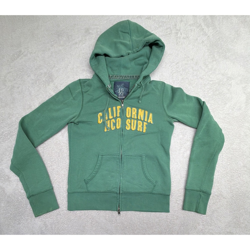 VTG 2000s Green Hollister Co. Full-zip Surf Hoodie Y2K Woman's Size Medium